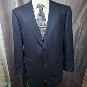 Hart Schaffner Marx Gold Trumpeter 44R Navy Loro Piana Wool Cashmere Blazer USA